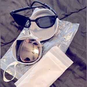 Folding sunglass set of two with case